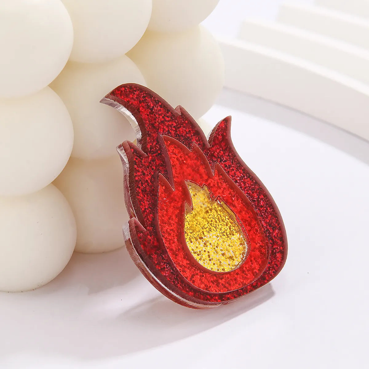 Casual Simple Style Flame Arylic 201 Stainless Steel Asymmetrical Unisex Brooches 1 Piece