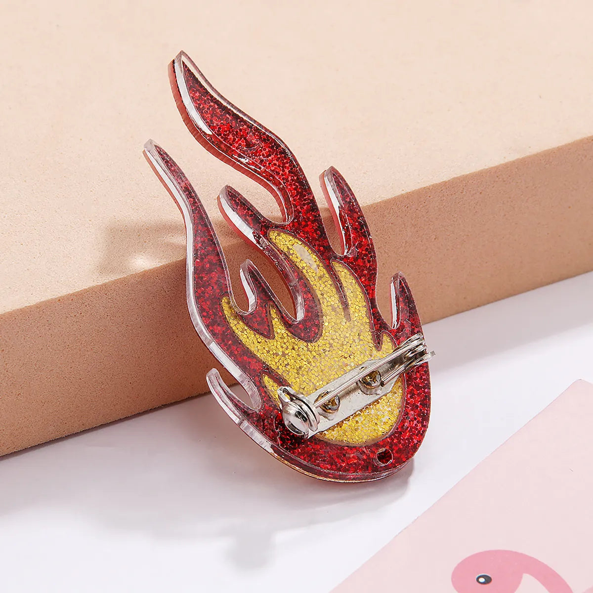 Casual Simple Style Flame Arylic 201 Stainless Steel Asymmetrical Unisex Brooches 1 Piece