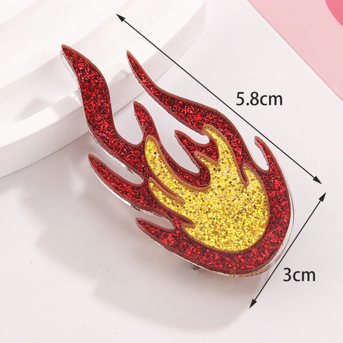 Casual Simple Style Flame Arylic 201 Stainless Steel Asymmetrical Unisex Brooches 1 Piece