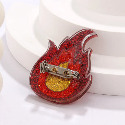 Casual Simple Style Flame Arylic 201 Stainless Steel Asymmetrical Unisex Brooches 1 Piece