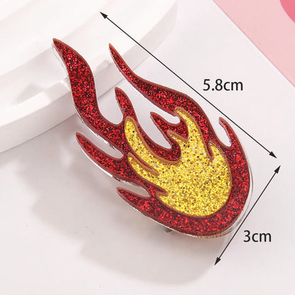 Casual Simple Style Flame Arylic 201 Stainless Steel Asymmetrical Unisex Brooches 1 Piece