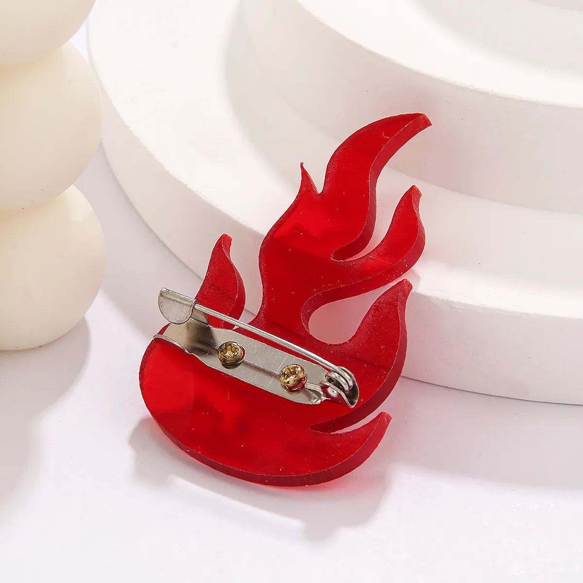 Casual Simple Style Flame Arylic 201 Stainless Steel Asymmetrical Unisex Brooches 1 Piece