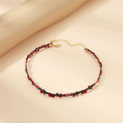 Casual Simple Style Flower Linen Alloy Handmade Women's Choker