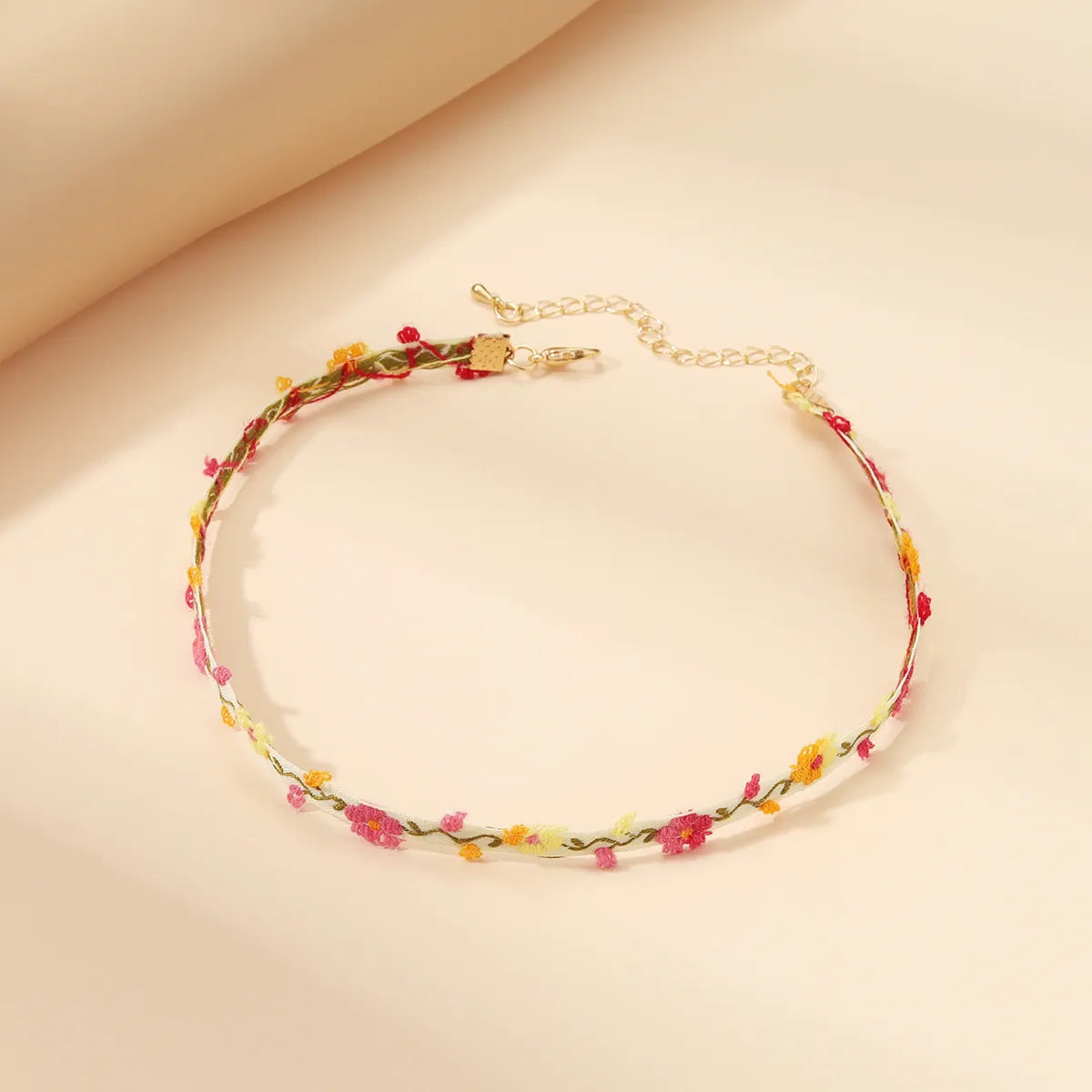 Casual Simple Style Flower Linen Alloy Handmade Women's Choker