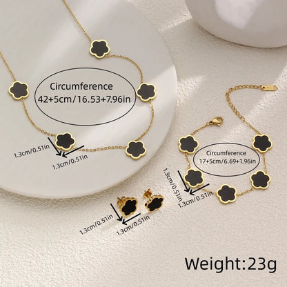 Casual Simple Style Flower Stainless Steel Plating Inlay Shell Gold Plated Bracelets Necklace