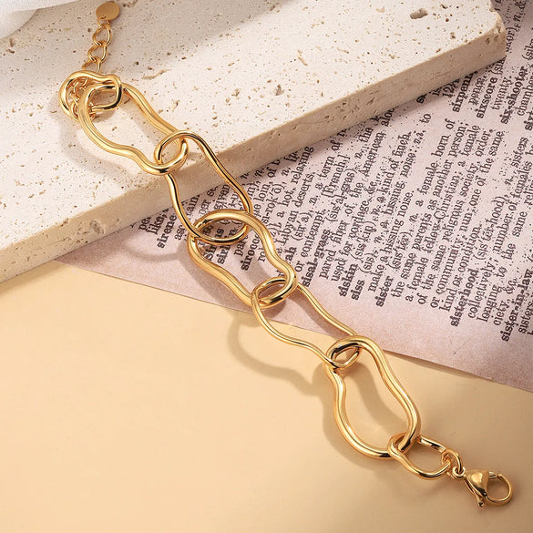 Casual Simple Style Geometric 304 Stainless Steel 14K Gold Plated Bracelets In Bulk