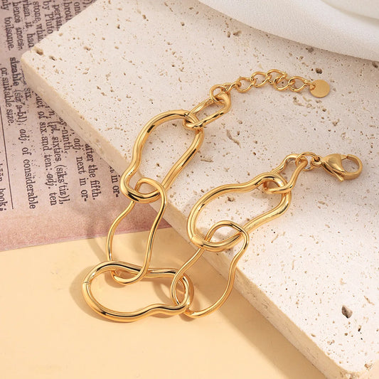 Casual Simple Style Geometric 304 Stainless Steel 14K Gold Plated Bracelets In Bulk