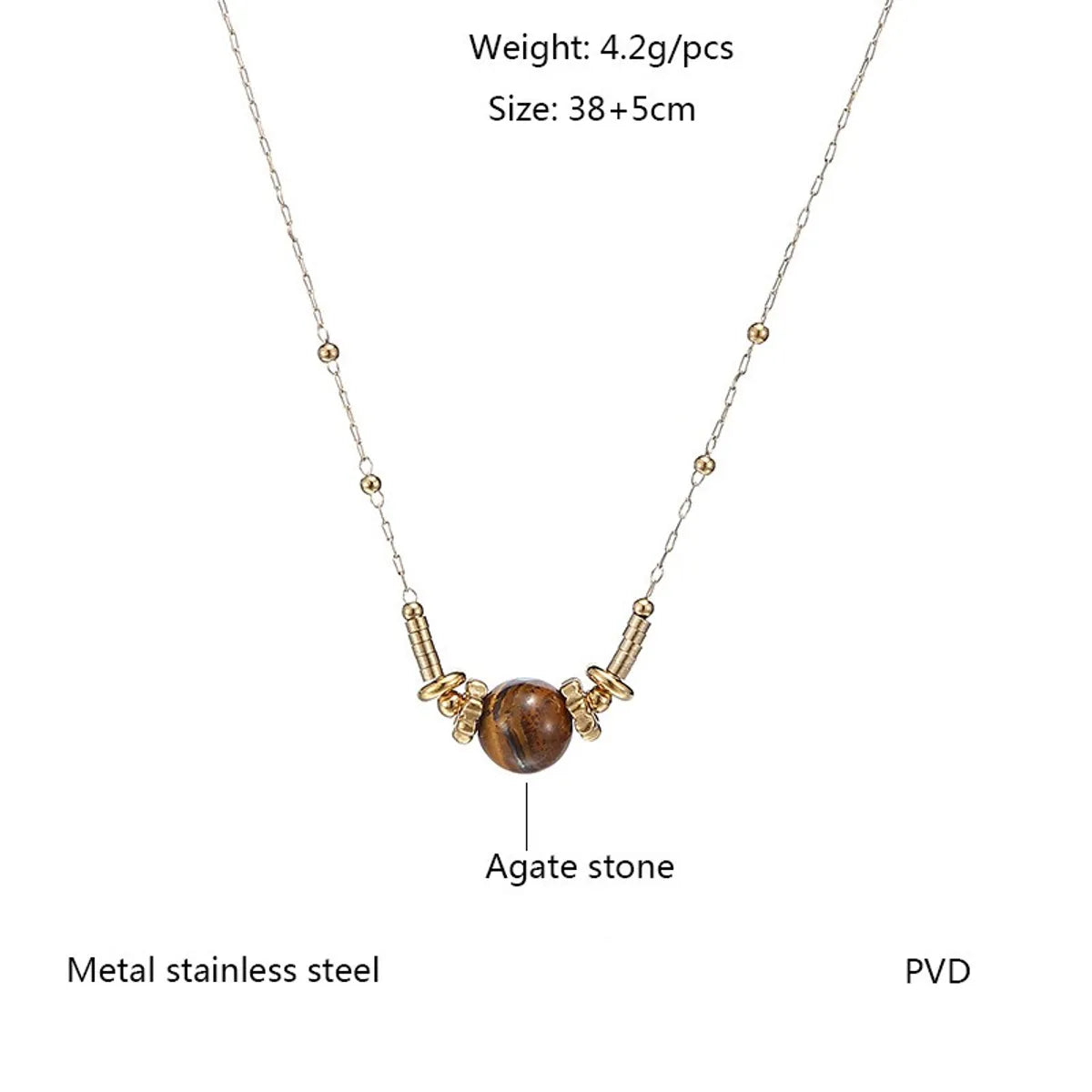 Casual Simple Style Geometric 304 Stainless Steel Natural Stone Necklace In Bulk