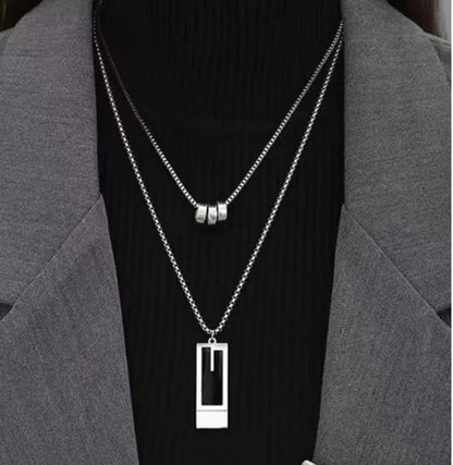 Casual Simple Style Geometric Alloy White Gold Plated Unisex Double Layer Necklaces