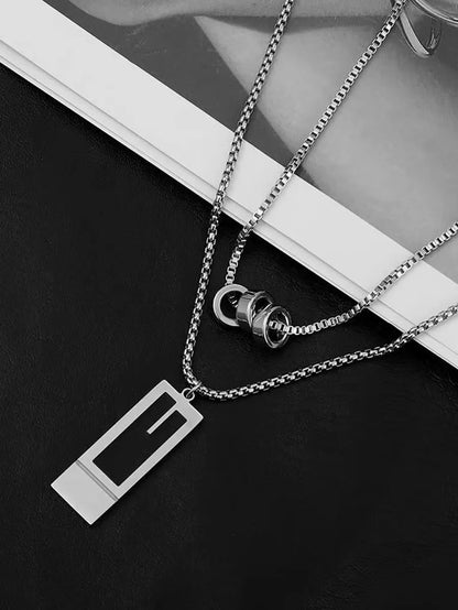 Casual Simple Style Geometric Alloy White Gold Plated Unisex Double Layer Necklaces