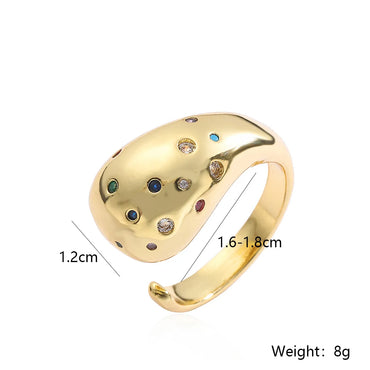 Casual Simple Style Geometric Copper Zircon Open Rings 1 Piece