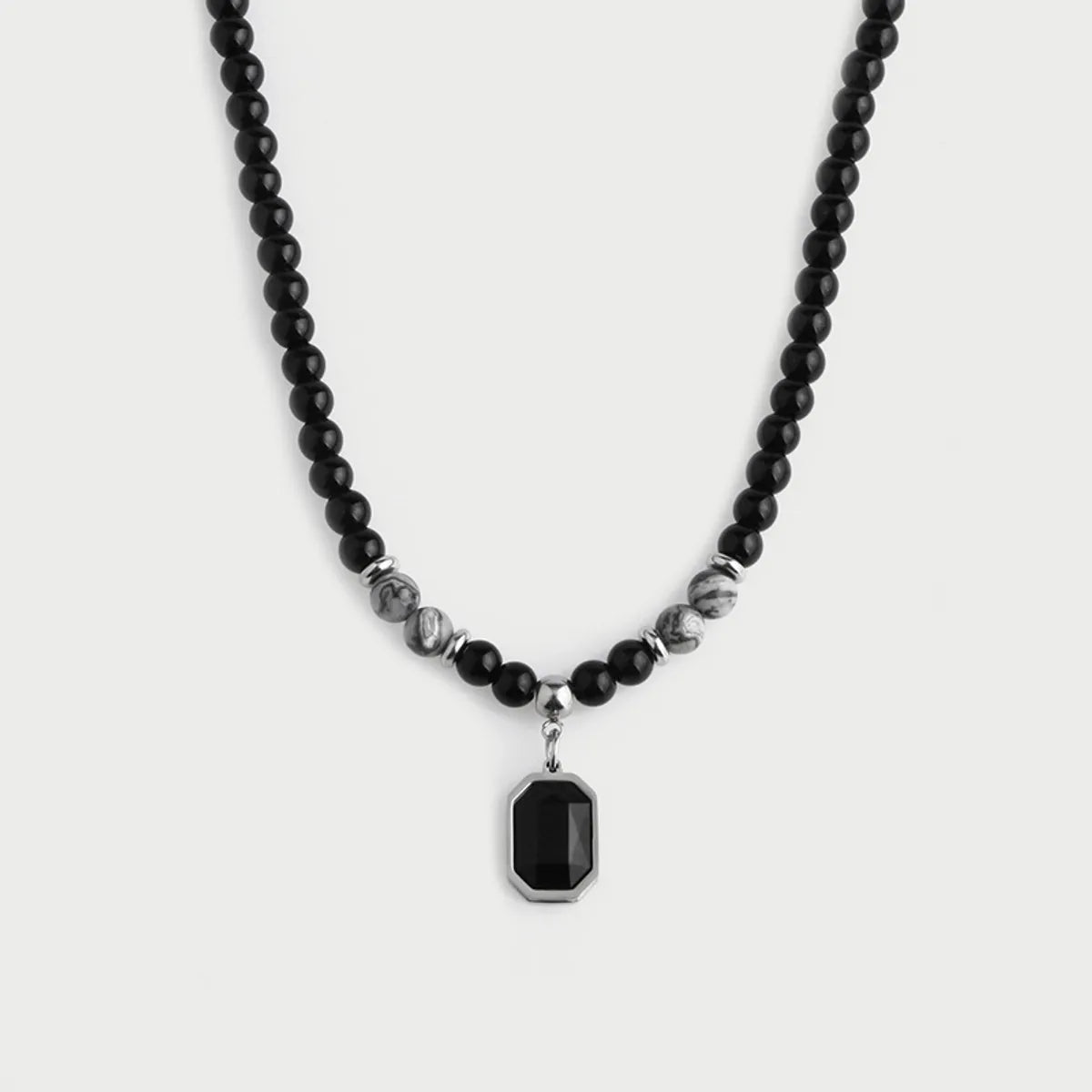 Casual Simple Style Geometric Glass Titanium Steel Pendant Necklace