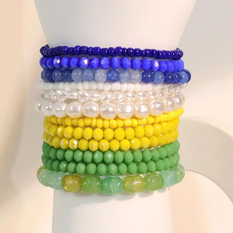 Casual Simple Style Geometric Imitation Pearl Resin Glass Wholesale Bracelets