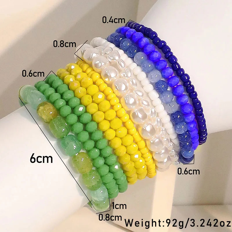 Casual Simple Style Geometric Imitation Pearl Resin Glass Wholesale Bracelets