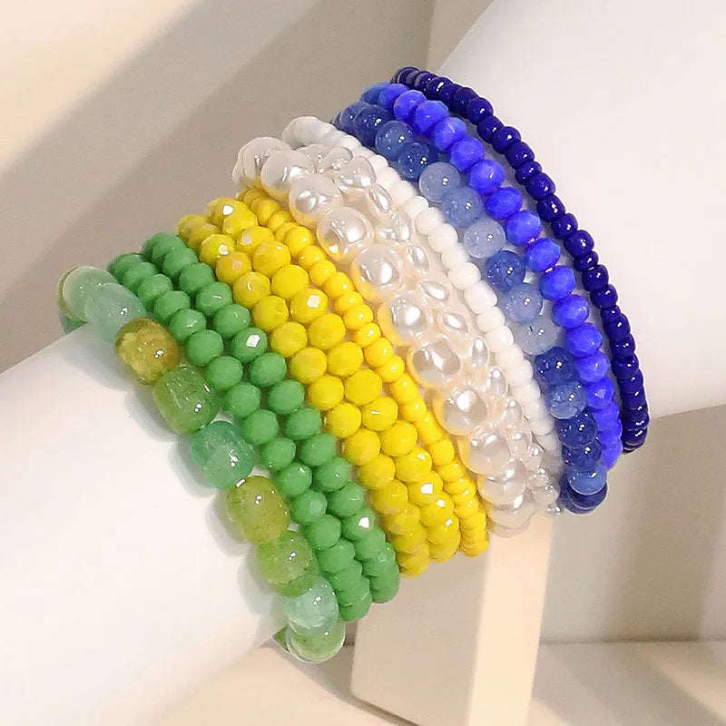 Casual Simple Style Geometric Imitation Pearl Resin Glass Wholesale Bracelets