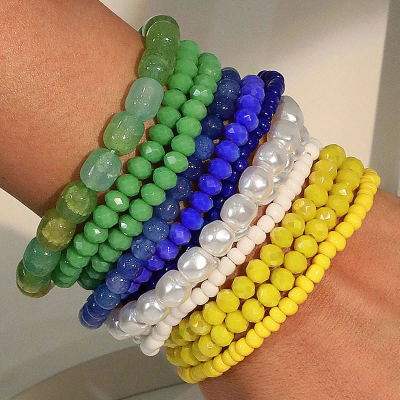 Casual Simple Style Geometric Imitation Pearl Resin Glass Wholesale Bracelets