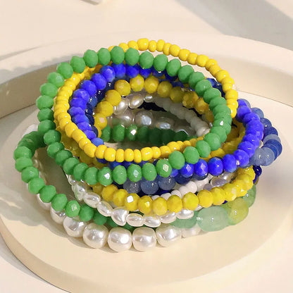 Casual Simple Style Geometric Imitation Pearl Resin Glass Wholesale Bracelets