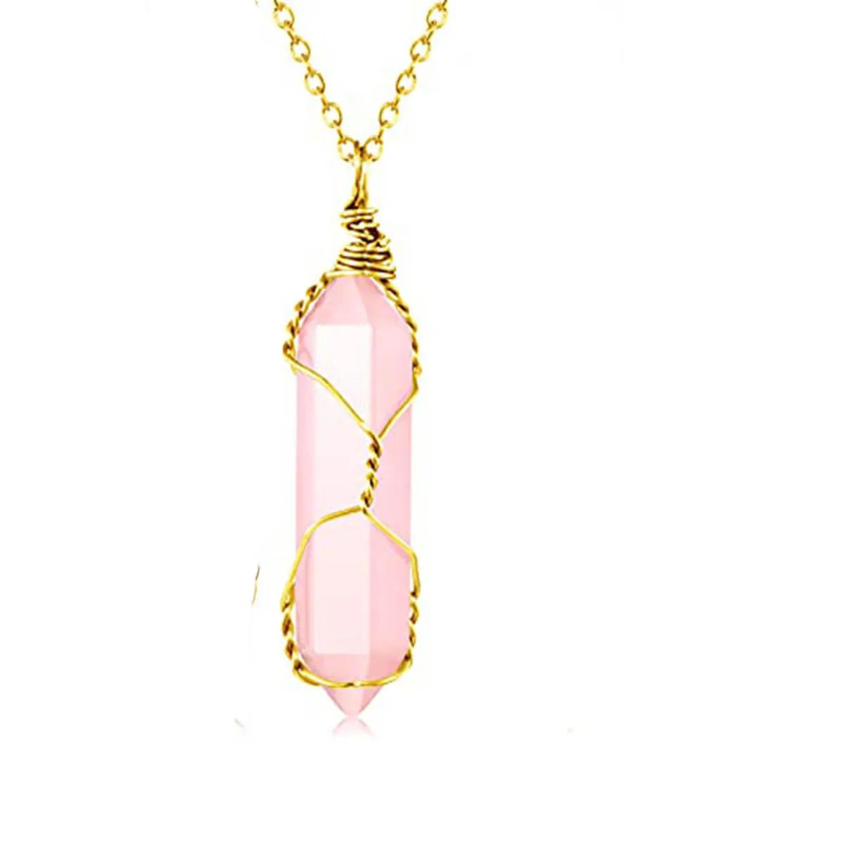 Casual Simple Style Geometric Natural Stone Crystal Iron Wholesale Pendant Necklace