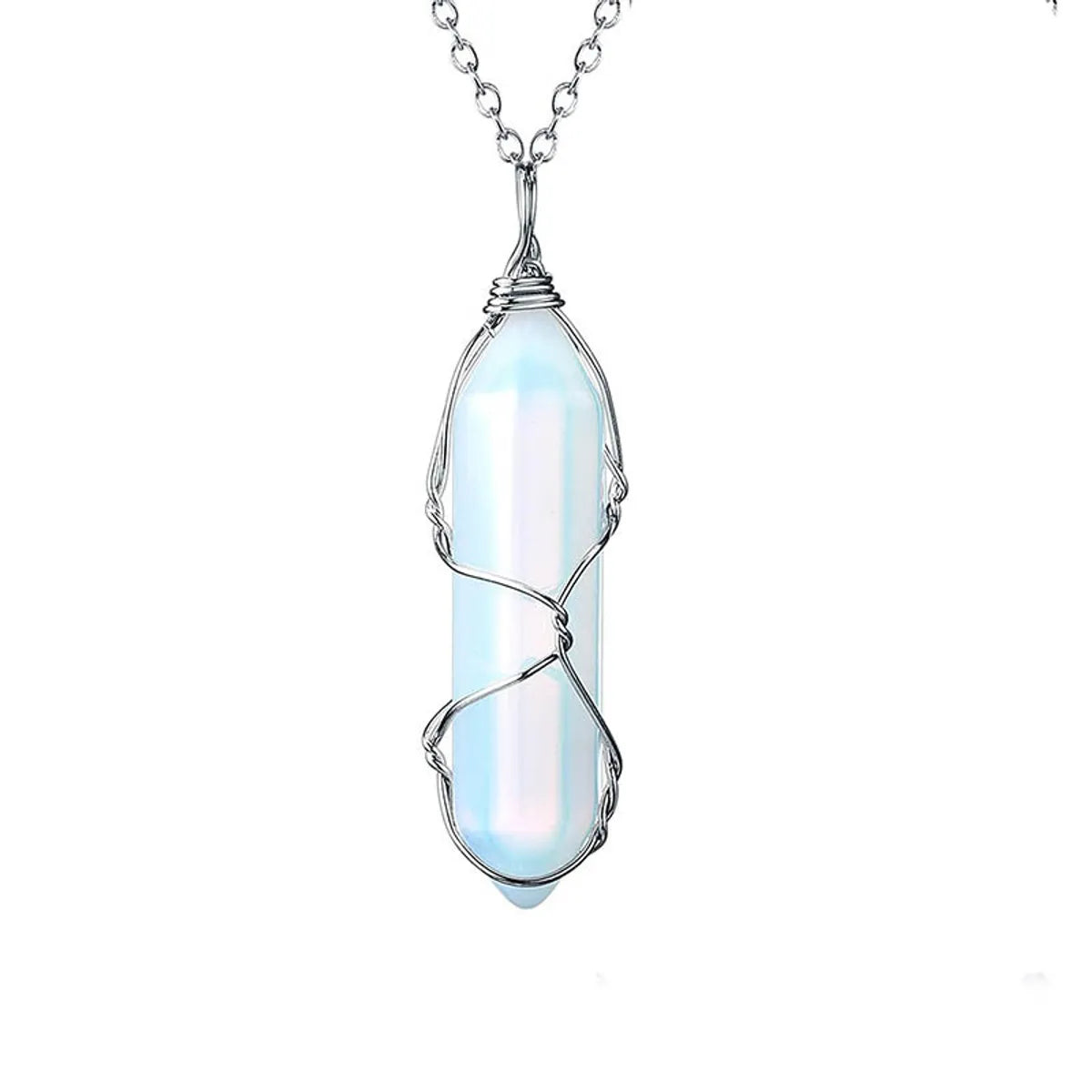 Casual Simple Style Geometric Natural Stone Crystal Iron Wholesale Pendant Necklace