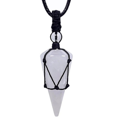 Casual Simple Style Geometric Natural Stone Crystal Wax Rope Wholesale Pendant Necklace