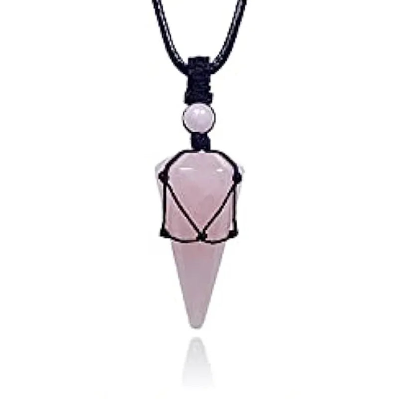 Casual Simple Style Geometric Natural Stone Crystal Wax Rope Wholesale Pendant Necklace