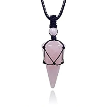 Casual Simple Style Geometric Natural Stone Crystal Wax Rope Wholesale Pendant Necklace