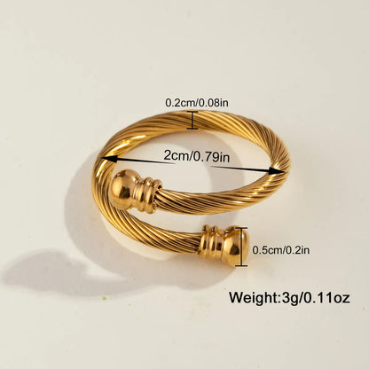 Casual Simple Style Geometric Solid Color 304 Stainless Steel 18K Gold Plated Adjustable Ring In Bulk