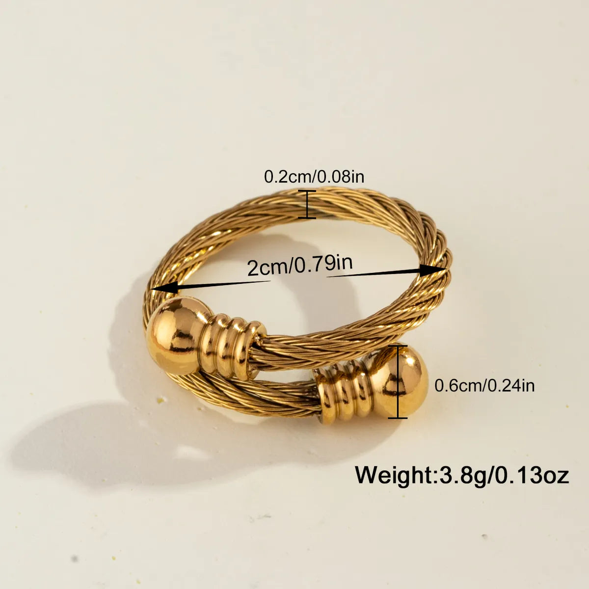 Casual Simple Style Geometric Solid Color 304 Stainless Steel 18K Gold Plated Adjustable Ring In Bulk