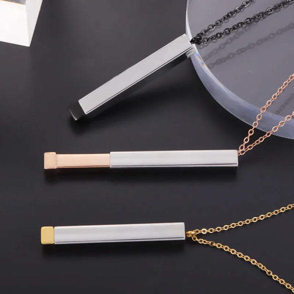 Wholesale Jewelry Casual Simple Style Geometric Customization Laser Engraving Stainless Steel Pendant Necklace