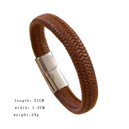 Casual Simple Style Geometric Stainless Steel Leather Braid Men'S Bangle