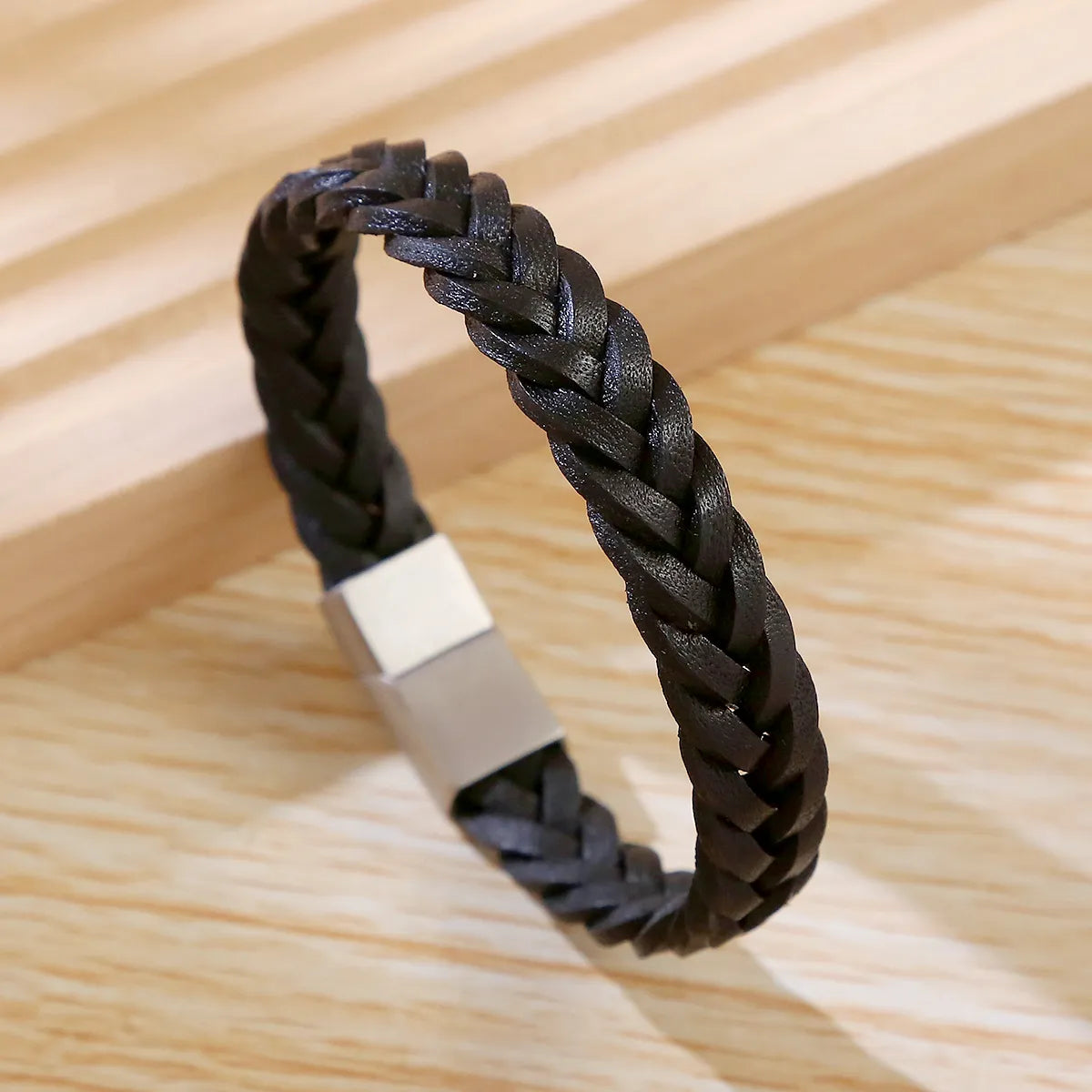 Casual Simple Style Geometric Stainless Steel Pu Leather Braid Unisex Bracelets