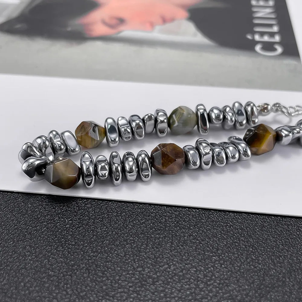 Casual Simple Style Geometric Stainless Steel Tiger Eye Unisex Bracelets