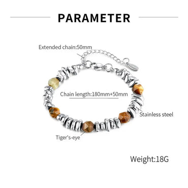 Casual Simple Style Geometric Stainless Steel Tiger Eye Unisex Bracelets