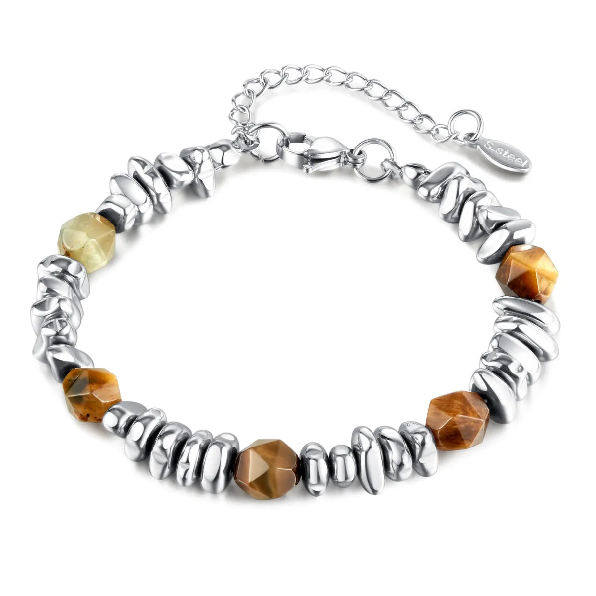 Casual Simple Style Geometric Stainless Steel Tiger Eye Unisex Bracelets