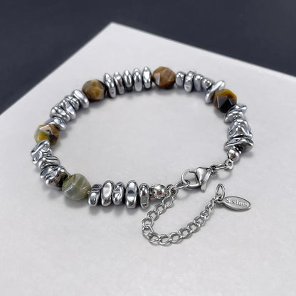 Casual Simple Style Geometric Stainless Steel Tiger Eye Unisex Bracelets