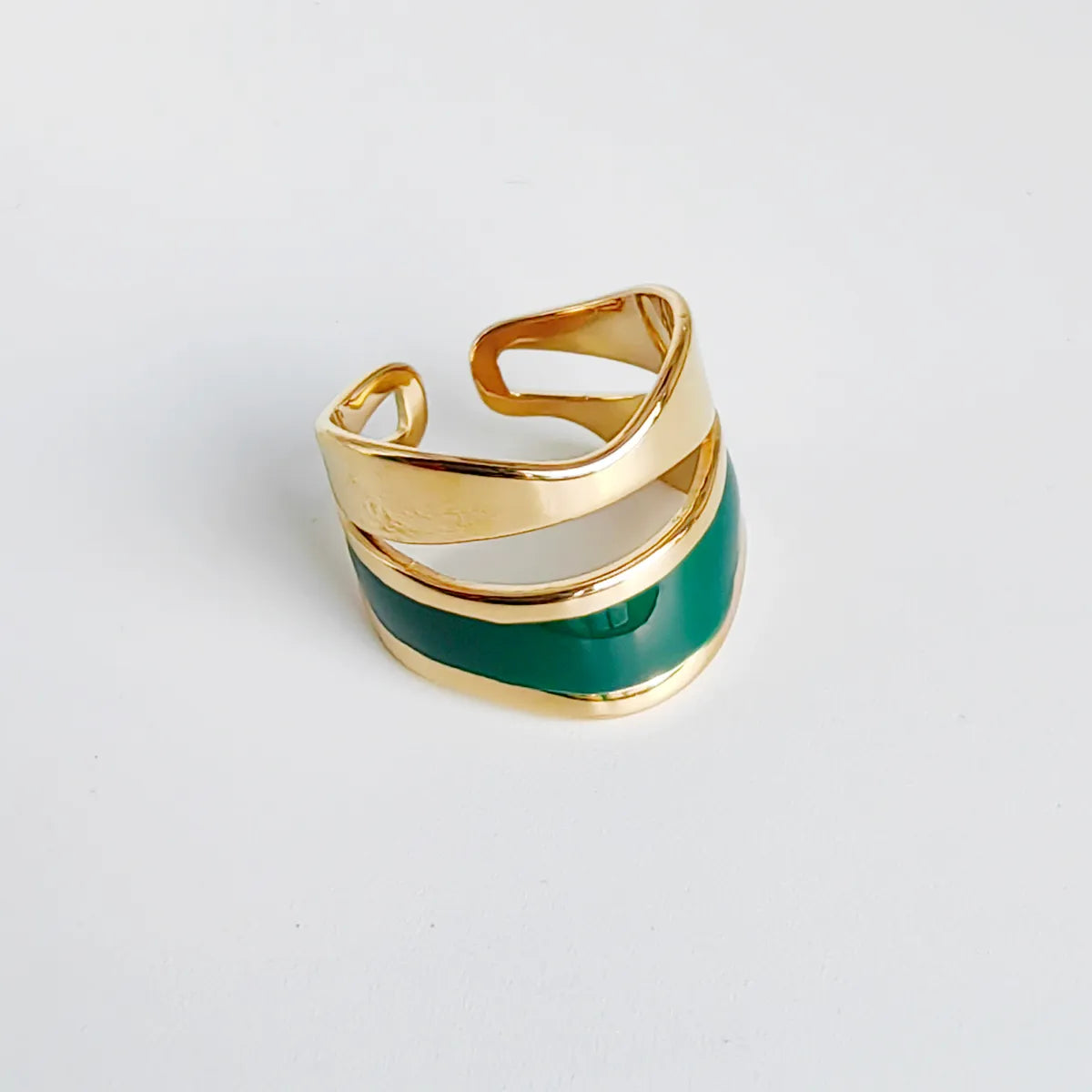 Casual Simple Style Geometric Stainless Steel Titanium Steel Enamel Plating 14k Gold Plated Open Rings