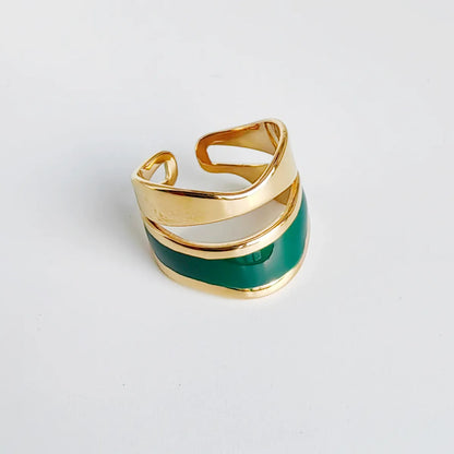 Casual Simple Style Geometric Stainless Steel Titanium Steel Enamel Plating 14k Gold Plated Open Rings