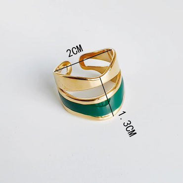 Casual Simple Style Geometric Stainless Steel Titanium Steel Enamel Plating 14k Gold Plated Open Rings