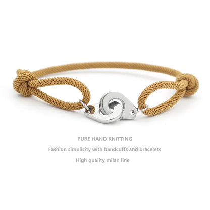 Casual Simple Style Handcuffs Rope Titanium Steel Stoving Varnish Couple Bracelets