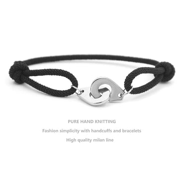 Casual Simple Style Handcuffs Rope Titanium Steel Stoving Varnish Couple Bracelets