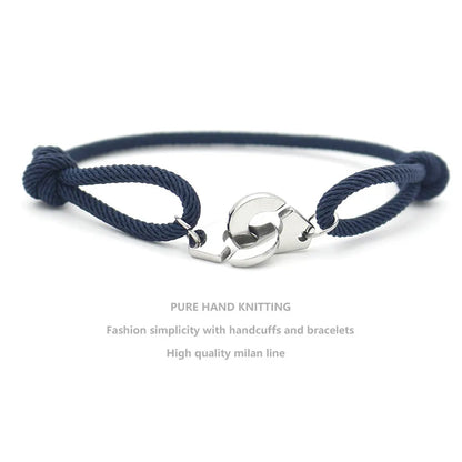 Casual Simple Style Handcuffs Rope Titanium Steel Stoving Varnish Couple Bracelets