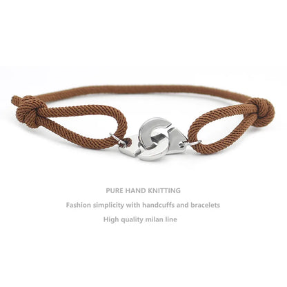 Casual Simple Style Handcuffs Rope Titanium Steel Stoving Varnish Couple Bracelets