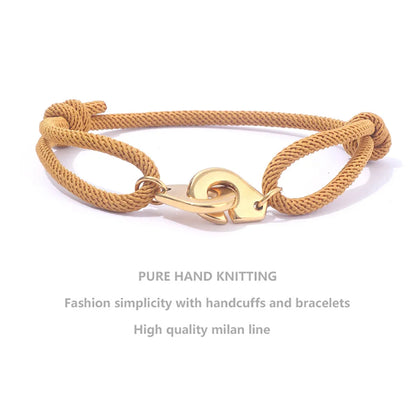 Casual Simple Style Handcuffs Rope Titanium Steel Stoving Varnish Couple Bracelets