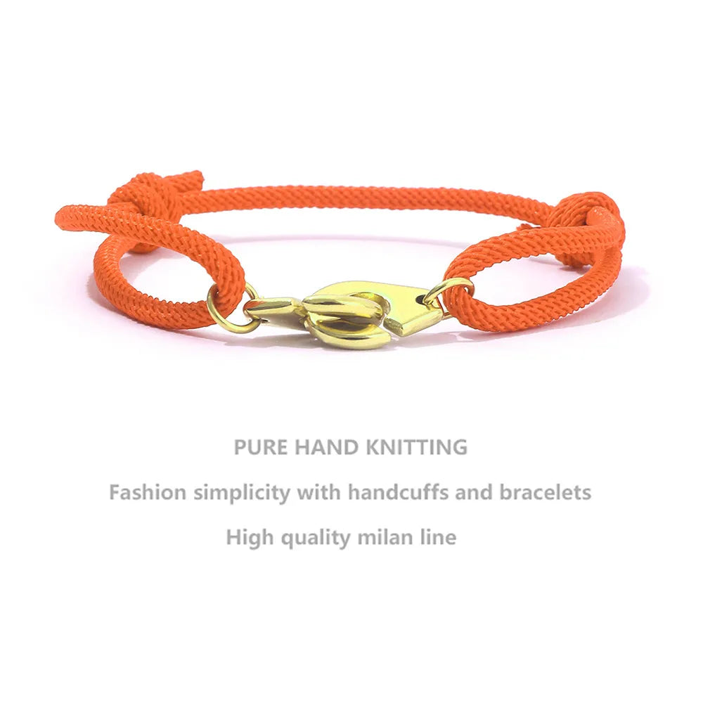 Casual Simple Style Handcuffs Rope Titanium Steel Stoving Varnish Couple Bracelets