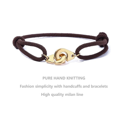 Casual Simple Style Handcuffs Rope Titanium Steel Stoving Varnish Couple Bracelets