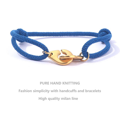 Casual Simple Style Handcuffs Rope Titanium Steel Stoving Varnish Couple Bracelets