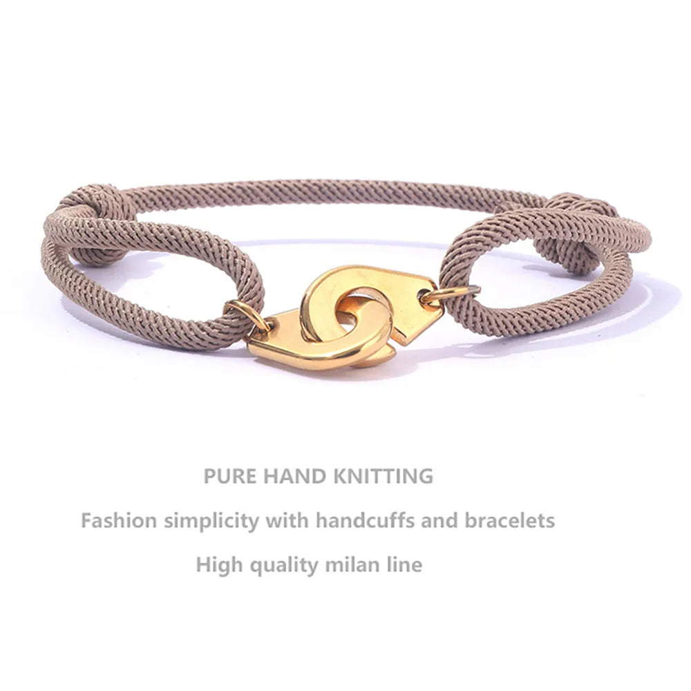 Casual Simple Style Handcuffs Rope Titanium Steel Stoving Varnish Couple Bracelets