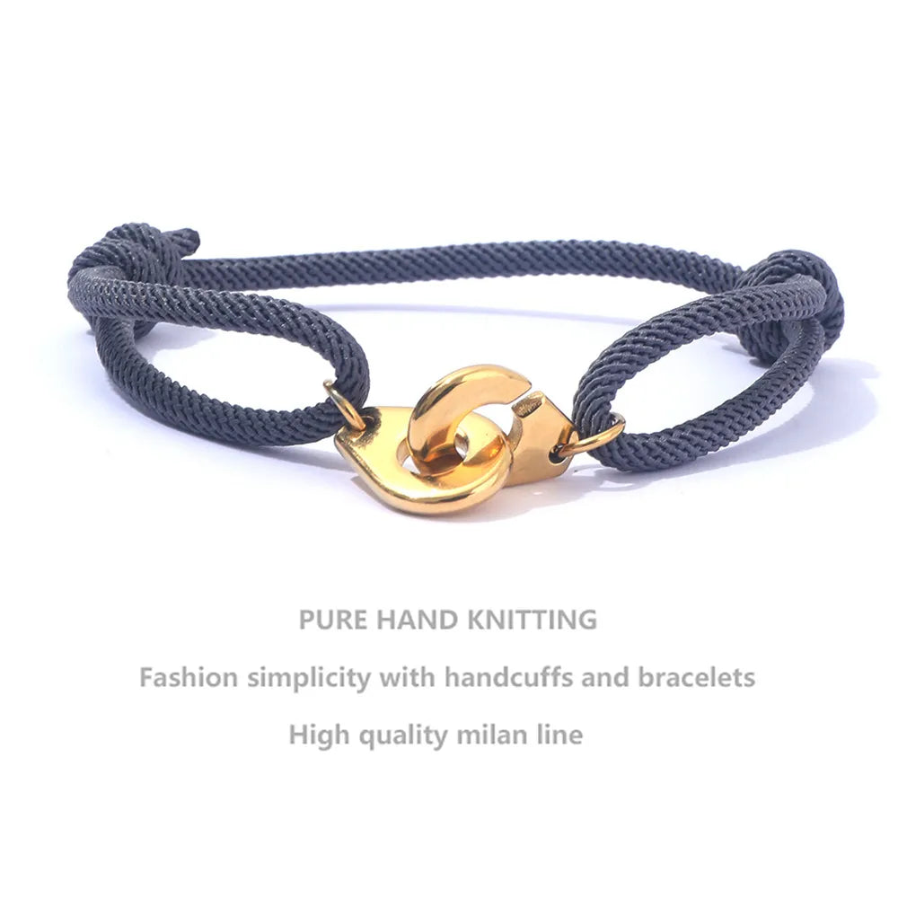 Casual Simple Style Handcuffs Rope Titanium Steel Stoving Varnish Couple Bracelets