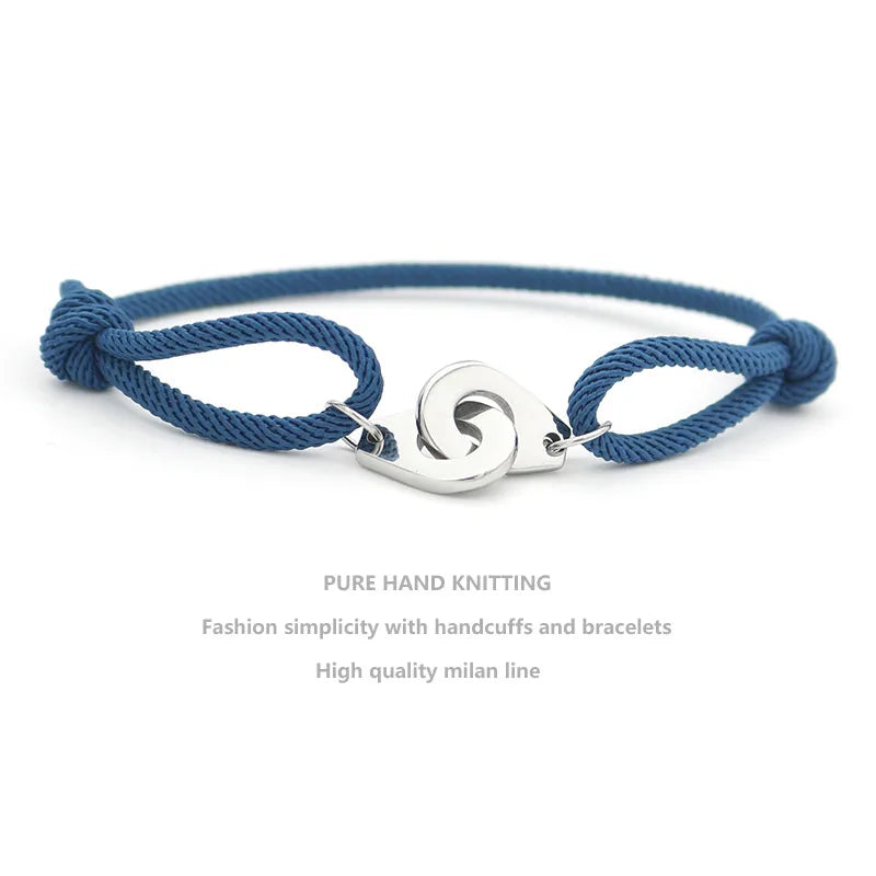 Casual Simple Style Handcuffs Rope Titanium Steel Stoving Varnish Couple Bracelets