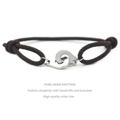 Casual Simple Style Handcuffs Rope Titanium Steel Stoving Varnish Couple Bracelets